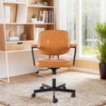 thumbnail image 2 of TPHORK Retro PU Leather Office Chair,Mid Back Swivel Task Chair with Wheels and Arms,Height and Backrest Adjustable Home Office Desk Computer Chair,Green2, 2 of 8
