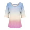 thumbnail image 6 of 3/4 Sleeve Shirts For Women Ladies Tops And Blouses Womens Printed T Shirts Womens Gradient Color Shirts Cute Tshirts Shirts Work Tops Printed T Shirts For Women Petite Tops For Women, 6 of 6