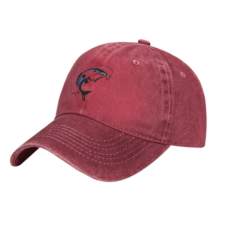 ZICANCN Fish Fishing Symbol Adjustable Baseball Cap Women , Hats for Men  Adult Washed Cotton Denim Baseball Caps Fashion 