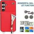 thumbnail image 2 of Crossbody Zipper Wallet Case for Samsung Galaxy S24 FE 6.7" with Card Holder, Lanyard Purse Cover [Removable Shoulder Strap] with Kickstand Function for Samsung Galaxy S24 FE Zip-Red, 2 of 18