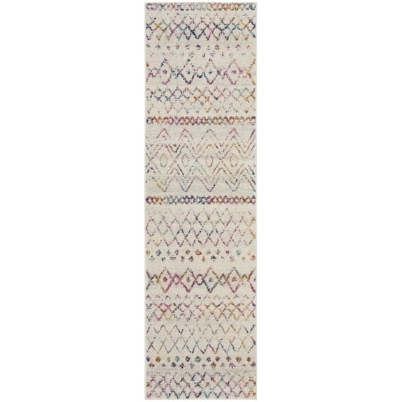 SAFAVIEH Madison Hannah Geometric Runner Rug, Ivory/Fuchsia, 2'3" x 10'