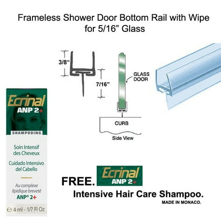 

Clear Shower Door Polycarbonate Bottom Rail with Wipe for 5/16 Glass - 31 long with Free Ecrinal Intensive Hair Care Shampoo with ANP2 4 ml