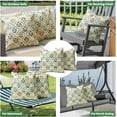 thumbnail image 4 of Colorful Floral Outdoor Throw Pillow Covers 18x18 Waterproof Set of 2, Block Print Outside Pillow Cover with Piping Edge, Spring and Summer Outdoor Pillows for Porch and Patio Furniture, 4 of 6