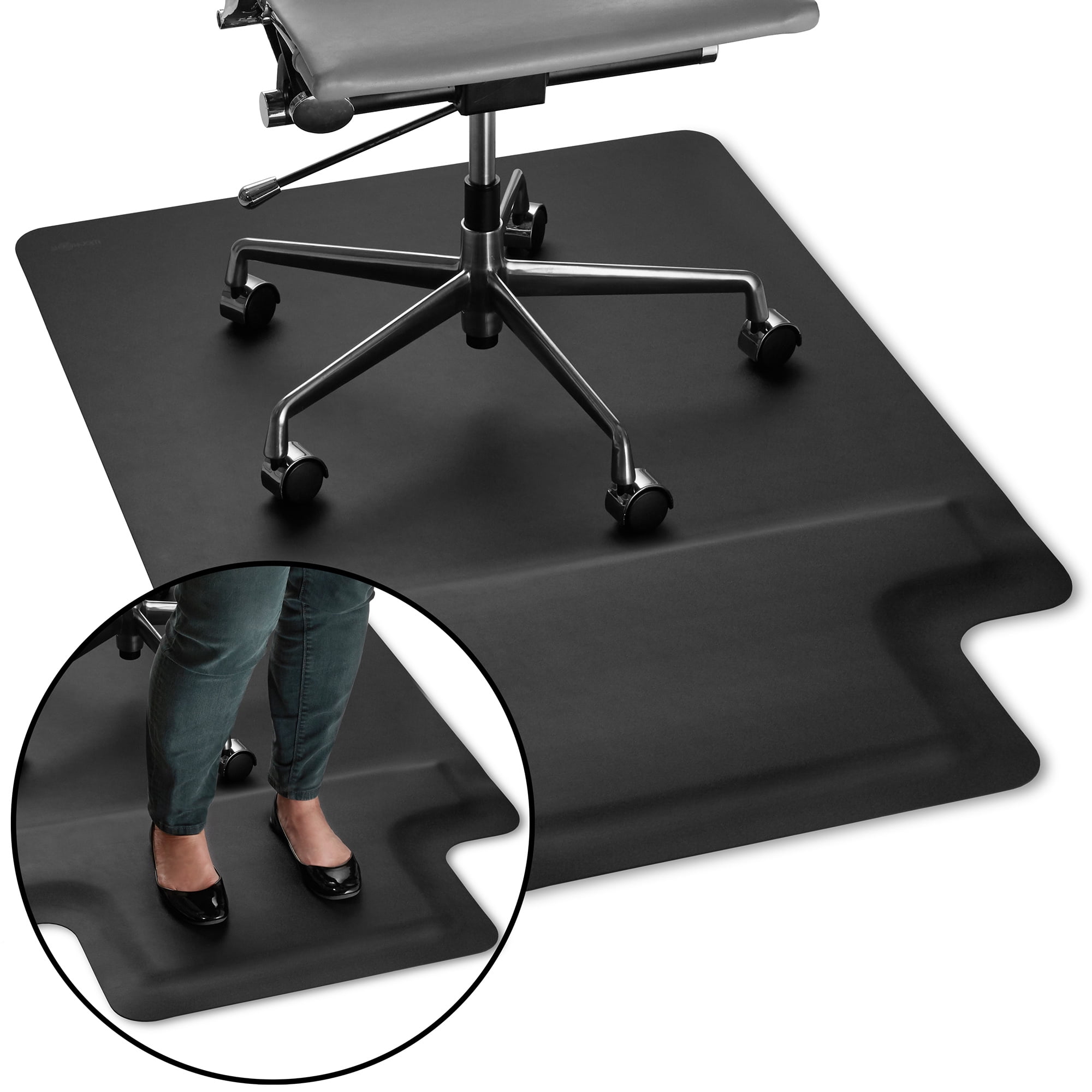 Amucolo 41.73 in. x 20.08 in. Standing Desk Mat Non-Slip Flat Kitchen Mat Office Chair Mat Anti-Fatigue Mat, Black