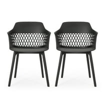 GDF Studio Airyanna Outdoor Modern Dining Chair, Set of 2, Black
