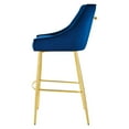 thumbnail image 6 of Bar Stool Chair Barstool, Blue Navy, Velvet, Modern Contemporary, Mid Century Bar Pub Cafe Bistro Hotel Lounge Dining Kitchen, 6 of 8