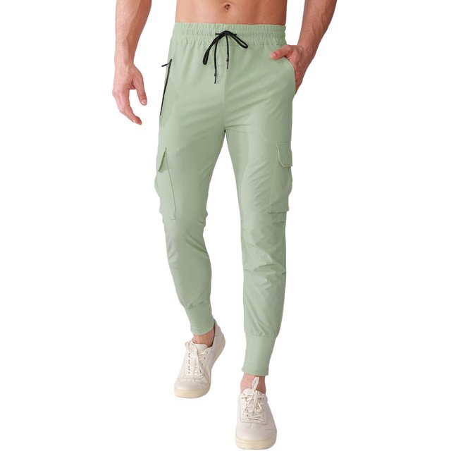 Zszcpp High Waisted Pants Mens Pocket Stretch Woven Running Training Leg Cinching Drawstring Work Sports Trousers Casual Trouser