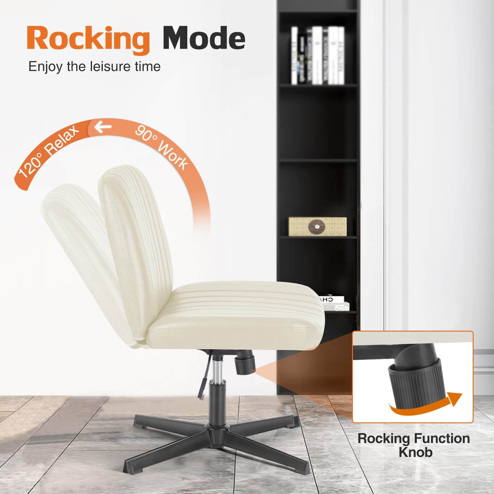 Cross-Legged Armless Swivel Chair without Wheels for Home Office