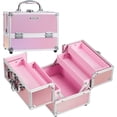 thumbnail image 1 of Estuche de maquillaje FRENESSA de 4 niveles con forro rosa con cierre FRENESSA, 1 of 7