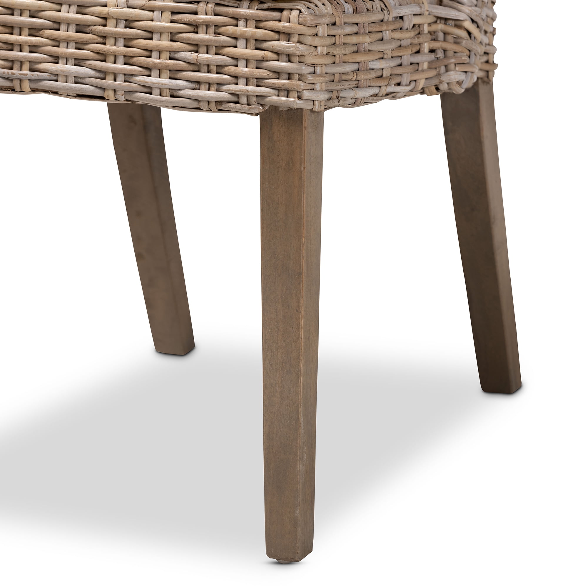 bali & pari Toby Rattan BOHO Dining Chairs, Set of 2, Greywashed