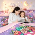 thumbnail image 5 of Homewish Cute Plant Mushrooms 7 Pieces Full Size Bedding Sets,Floral Fox Rabbit Animals Full Size Bed in a Bag,Purple,Pink Reversible, 5 of 8