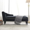 thumbnail image 2 of 58" Velvet Chaise Lounge, Sleeper Lounge Sofa Button Tufted Right Arm Facing Lounge Chair with Nailhead Trim & Solid Wood Legs for Living Room or Office, 2 of 13