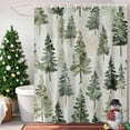 thumbnail image 4 of Watercolor Christmas Tree on Linen Shower Curtain for Bathroom, Seamless Green Pine Trees Waterproof Shower Curtains Washable Quick Dry with Hooks Bathtub Curtains 60x72IN, 4 of 9
