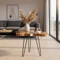 thumbnail image 4 of Natural Teak Live Edge Coffee Table 31.5" x 31.5" x 21" with Hairpin Legs Rustic Side Table for Living Room Bedroom Sturdy Real Wood End Table, Easy to Assemble, 4 of 9
