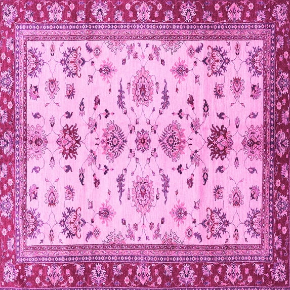 Ahgly Company Indoor Square Oriental Pink Traditional Area Rugs, 7' Square