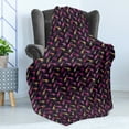 thumbnail image 4 of Giraffe Soft Flannel Fleece Throw Blanket, Dotted and Lively Colored Zoo Animal Silhouettes Hipster Wildlife Pattern, Cozy Plush for Indoor and Outdoor Use, 70" x 90", Multicolor, by Ambesonne, 4 of 5