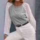thumbnail image 4 of Blusas sexis con hombros descubiertos para mujer, camisa informal de manga larga, Tops sin espalda con empalme de encaje calado Fridja  czfsfas68, 4 of 9