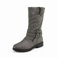 thumbnail image 4 of BURUDANI Girls Kids Winter Fashion Knee High Winter Boots Buckle Zipper Riding Boot Mid Boot Atlanta-K Grey Size 5, 4 of 10