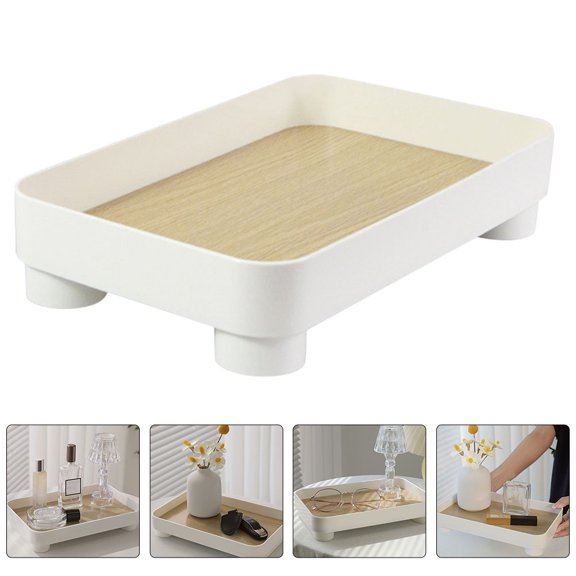 WEUVEB Multi Use Wooden Storage Tray for Bathroom Office and Entryway