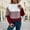 01 Red, variant on YueHuiYing Women's Sweaters Casual Long Sleeve Crew Neck Color Block Patchwork Pullover Knit Sweater
