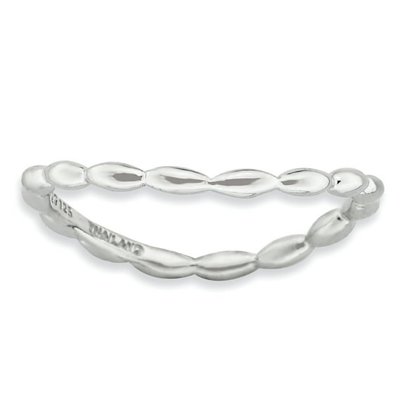 Sterling Silver Polished Rhodium-Plate Wave Ring