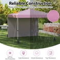 thumbnail image 6 of Gymax 10 X 10 FT Pop up Canopy Tent w/ 1 Sidewall Wheeled Bag 8 Stakes & 4 Wind Ropes Pink, 6 of 10