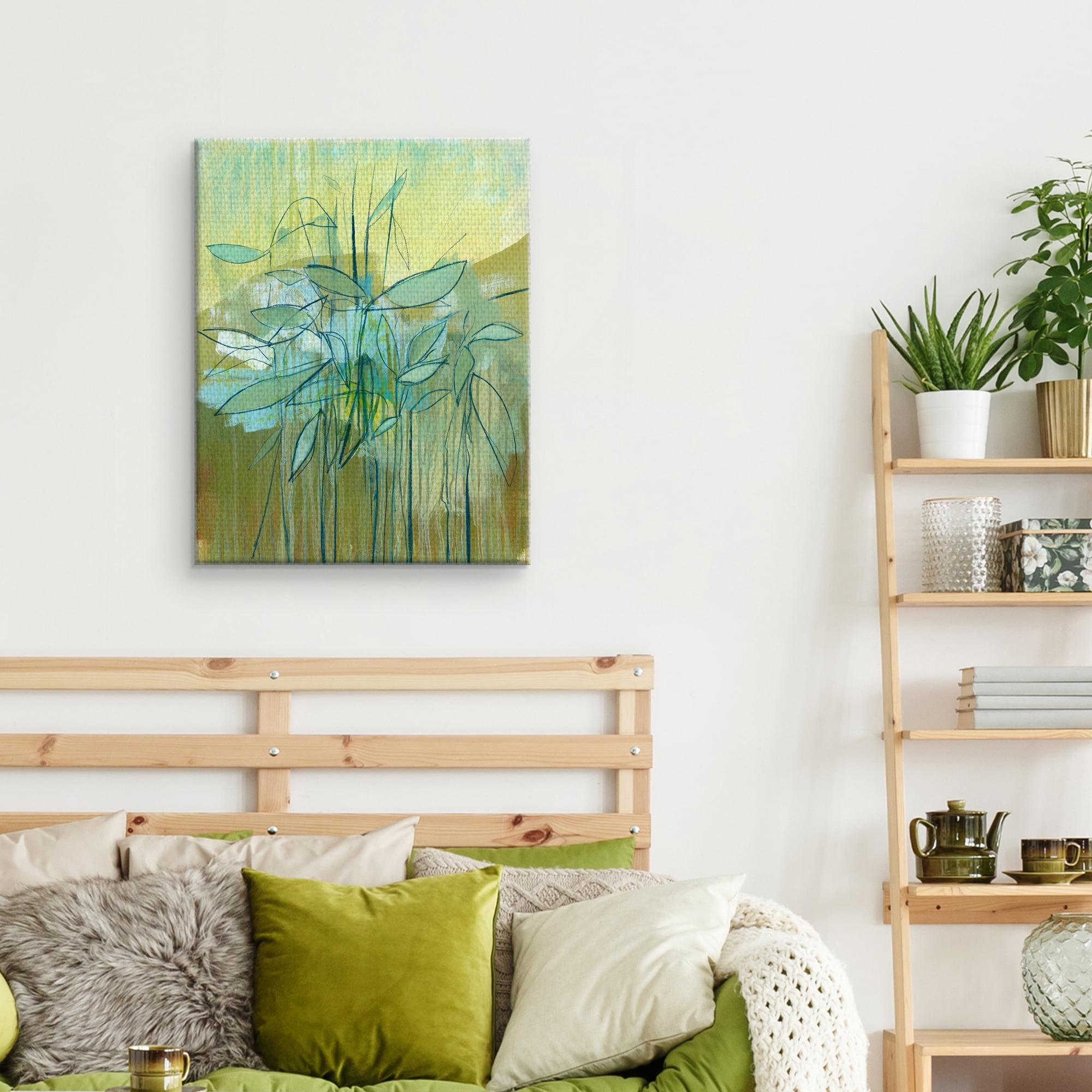 Masterpiece Art Gallery Green Flower Abstract I By Christopher Balder Canvas Art Print 22" x 28"