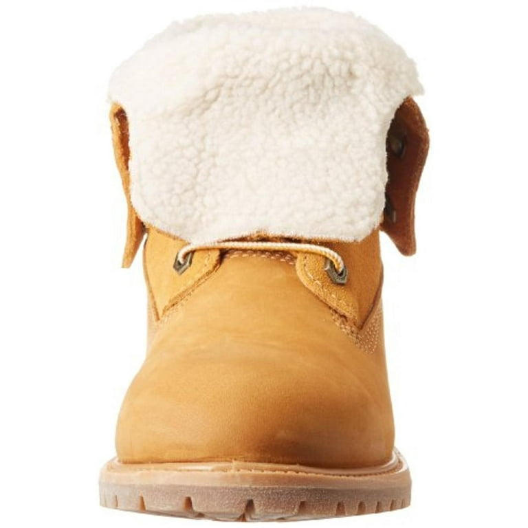 Timberland Womens Teddy Fleece Suede Fold-Over Work Boots