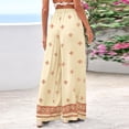 thumbnail image 5 of Women Plus Size Pants Wide Leg Palazzo 2026 Summer Boho Trousers Spring Flowy Beach Vacation Wear, #02 Yellow, M, 5 of 6