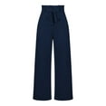 thumbnail image 4 of Titcea Summer Pants for Women 2024 Elastic Waist Solid Color Lace Up Straight Wide Leg Trousers Comfort Breathable Summer Casual Pants, Gifts for Her, 4 of 9