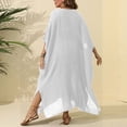 thumbnail image 5 of NIEWTR Swimsuit Coverup for Women Crochet Knit Crew Neck Short Sleeve Dress Vacation Outfits(White,One Size), 5 of 5
