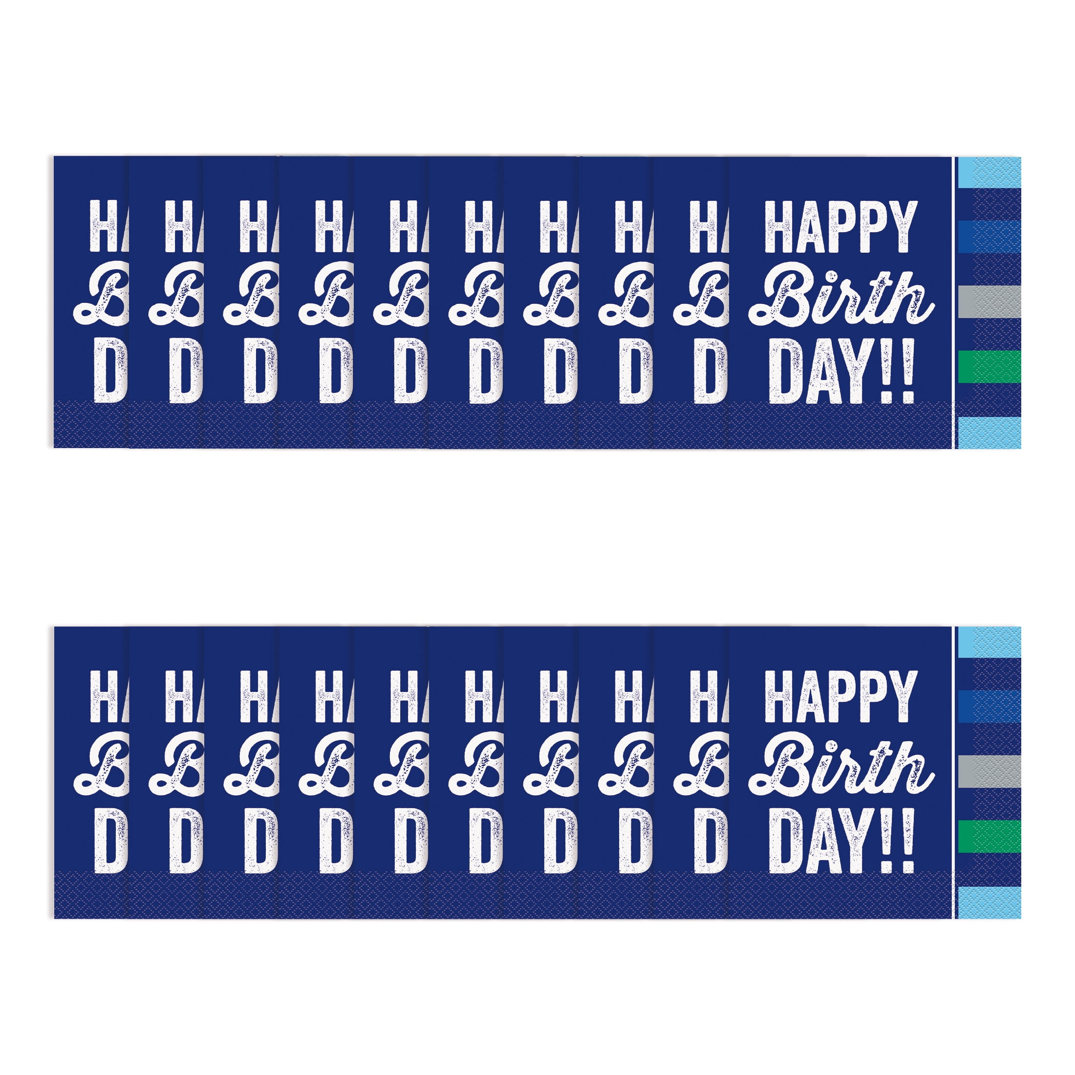 Way To Celebrate Happy Birthday Paper Napkins, Green and Blue Stripes, 20 Count, 6.5 in x 6.5 in