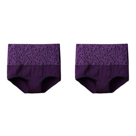 (2-Pack) 2025 Women s Solid Color Underwear Panties for Women Pack Seamless Bikini High Waisted Underwear Cotton Panties Bikini Plus Size