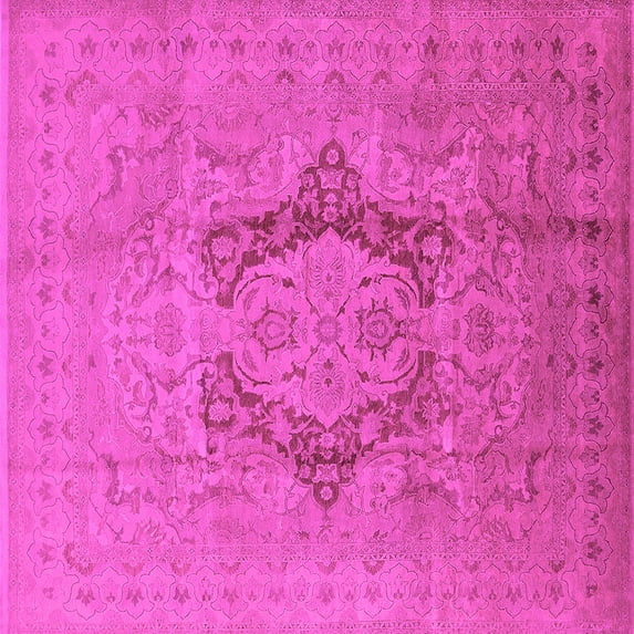 Ahgly Company Indoor Square Oriental Pink Industrial Area Rugs, 7' Square