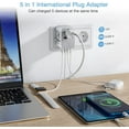thumbnail image 4 of Universal Travel Plug Adapter with 4 USB Ports(1 USB C) and Multiple Plug Options, Double Fuse, White and Gray, 4 of 7