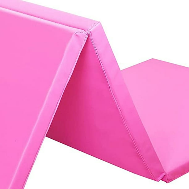BalanceFrom 1.5 Thick Three Fold Folding Exercise Mat with carrying Handles  for MMA, gymnastics and Home gym Protective Flooring (Pink) 