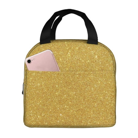 Insulated Lunch Bag for Women Men - Gold Shiny Leakproof Cooler Lunch Box for Women Men  Lunch Tote Bags for Work School Picnic Travel