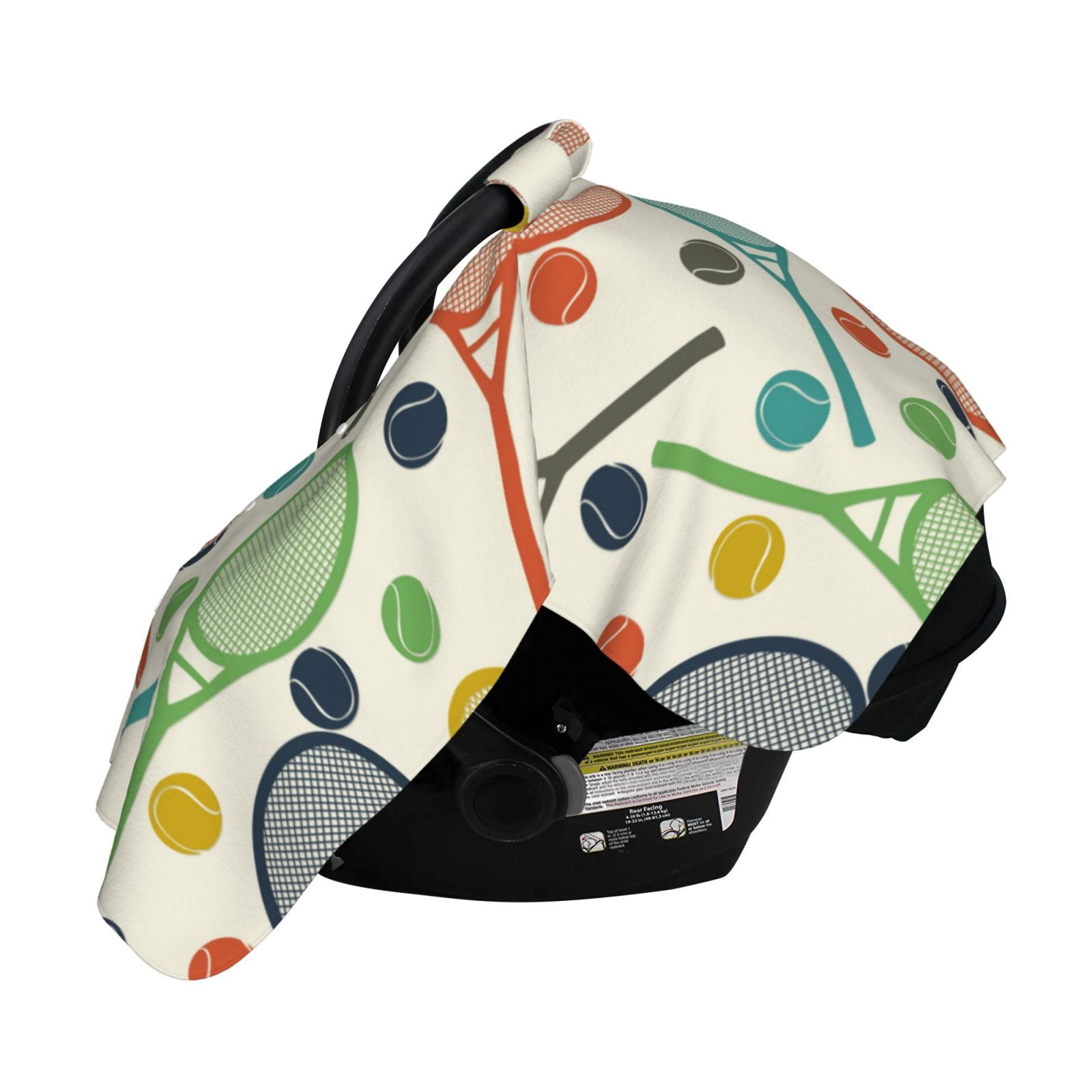Naloa Racket and Tennis Ball Baby Car Seat Cover, Breathable Baby Carrier Cover, Multiuse Baby Carrier Cover & Nursing Breastfeeding Cover