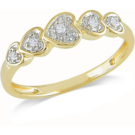 Miabella Diamond-Accent 10kt Yellow Gold Multi-Heart Ring