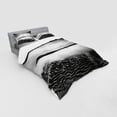 thumbnail image 3 of Black and White Duvet Cover Set, Idyllic Sunrise at the Beach Rippled Seashore Dramatic View Image, Bedding Set with Shams and Fitted Sheet, 3 Sizes, by Ambesonne, 3 of 3
