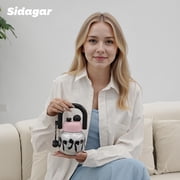 Sidagar 22 oz Cute Insulated Stainless Steel Water Bottle with Straw and Carry Handle, Leakproof, Black Bow Pattern