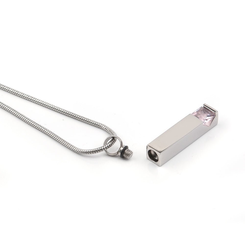 Anavia Cremation Jewelry Memorial Birthstone Bar Necklace Handcrafted Waterproof Human Ashes Urn Container with Free Funnel Kit and Velvet Jewelry Box [June]