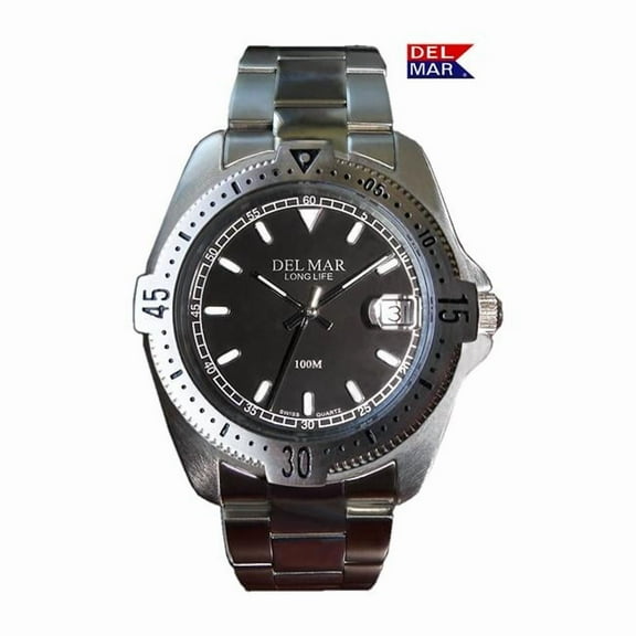 Del Mar Watches 50275 Men's Classic Admiral Stainless Steel Black Dial Dress Watch 5