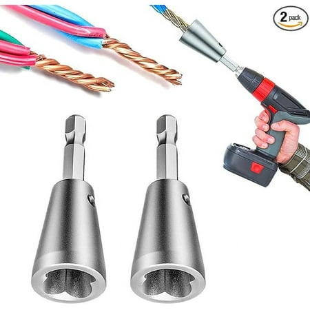 Wire Twister Tool for Drill, 2024 Upgrades Wire Nut Twister for Drill Profession Electricians Tool, 6MM Hex Shank Cable Wire Twisting Tool Wire Twister Wire Connector for 9-22 AWG (2pcs)