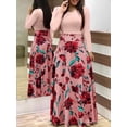 thumbnail image 4 of Estampado de flores color a juego vestido de manga larga falda larga ropa de mujer MABOTO Corta 2XL, 4 of 6