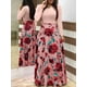 thumbnail image 3 of Estampado de flores color a juego vestido de manga larga falda larga ropa de mujer MABOTO Rojo y Blanco manga M, 3 of 5