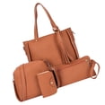 thumbnail image 1 of Sonducket Conjunto de 4 Uds. De bolsos para mujer, cartera femenina de Color sólido de piel sintética, bandolera de hombro, bolso de mano, accesorio de Bolsas de mensajero y de hombro Marrón, 1 of 6