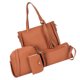 thumbnail image 1 of Sonducket Conjunto de 4 Uds. De bolsos para mujer, cartera femenina de Color sólido de piel sintética, bandolera de hombro, bolso de mano, accesorio de Bolsas de mensajero y de hombro Marrón, 1 of 6