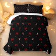 thumbnail image 2 of Homewish Cartoon Plant Mushrooms Twin Quilt Set,Cute Bowtie Twin Coverlet Set,Red Black,Black Reversible,2pcs, 2 of 7