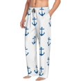 thumbnail image 3 of Mens Pajama Pants - Soft Sleep & Lounge Pants for Men, Blue ship anchors white cute Cuteness Casual PJ Bottoms Pants with Pockets, 3 of 5